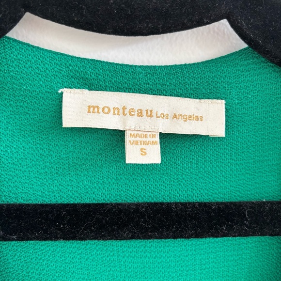 Monteau Los Angeles Kelly Green Cinched Waist Flutter Sleeve Womens Dress Small - Picture 6 of 11